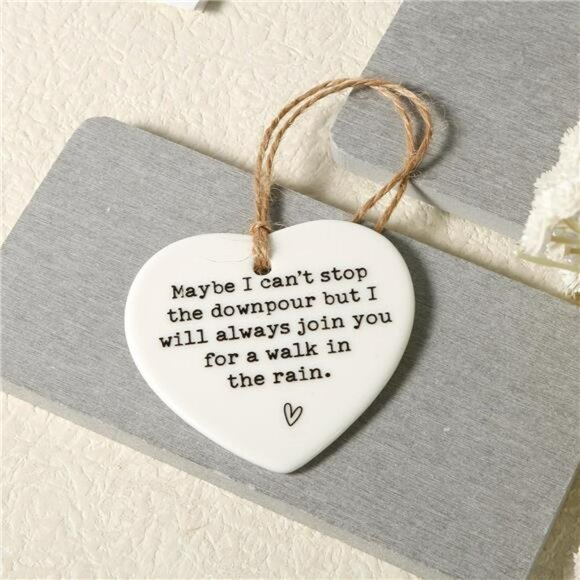 Ceramic Heart Friendship Plaque Hanging Sign Tough Time Gift for Sister Bestie - Picture 4 of 7